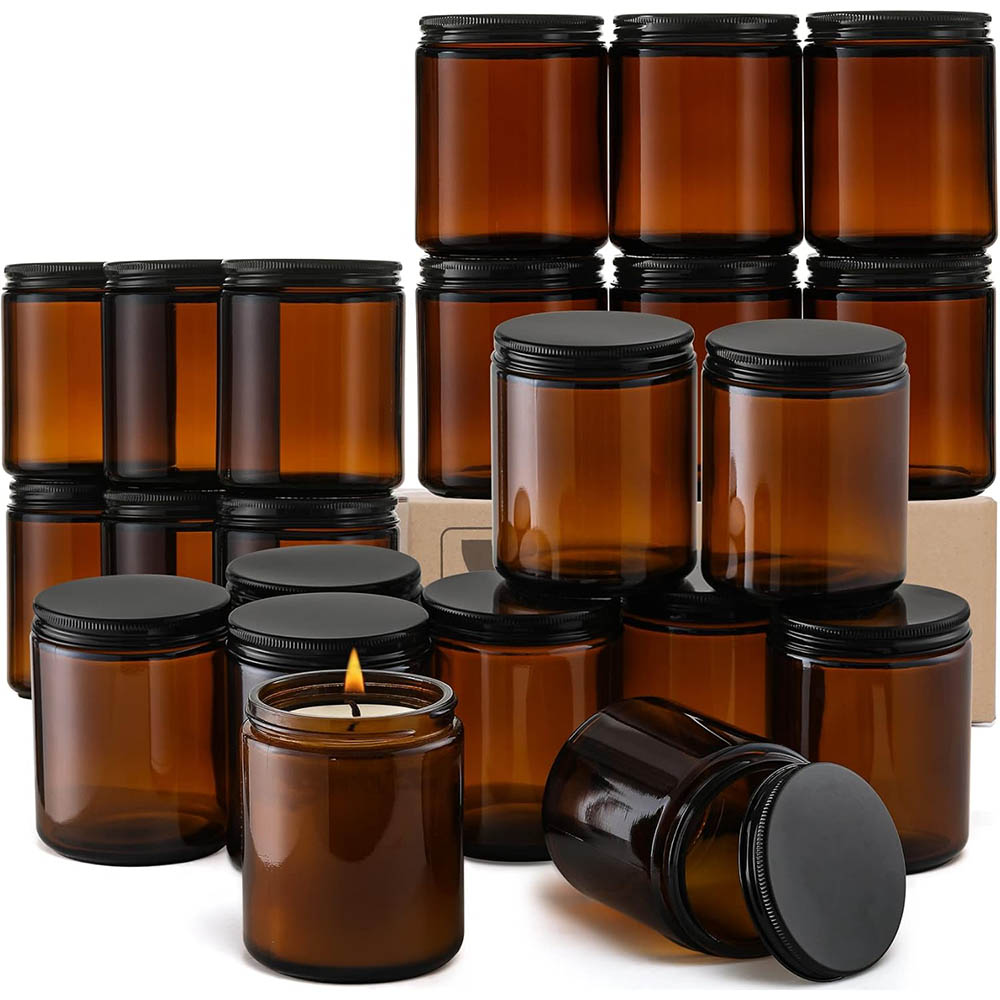 Candle Making Jars With Lids - Barattoli in Vetro Ambrato da 8oz